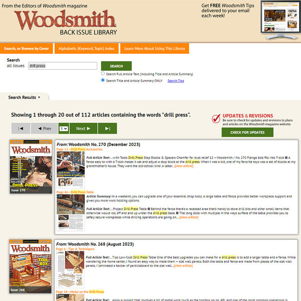 Woodsmith Back Issue Library 2023 USB Drive