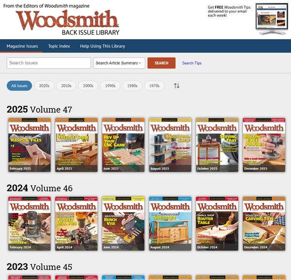 Woodsmith Back Issue Library 2025 USB Drive